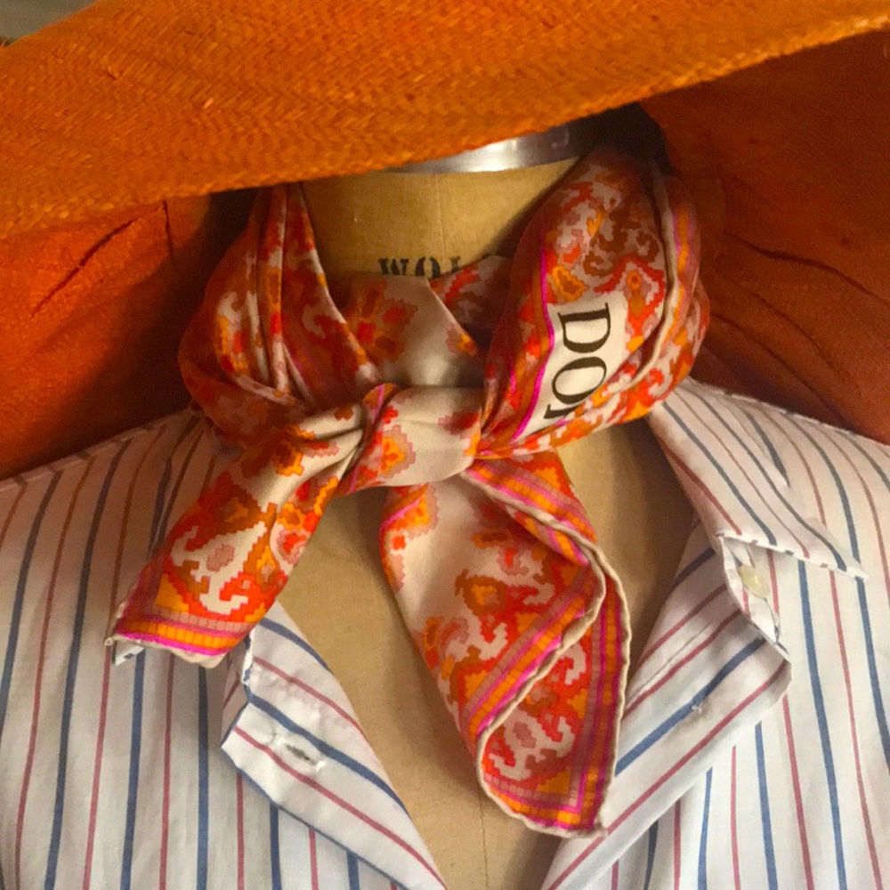 DORO  100% silk Italian scarf , bright colors ! Mid century